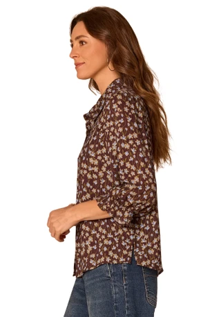 Thumbnail 2: Democracy Women's 3Q Sleeve Button Down Woven Top 