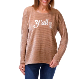 Thumbnail 1: Chenault Women's Long Sleeve Embroidered Soft Knit Top 