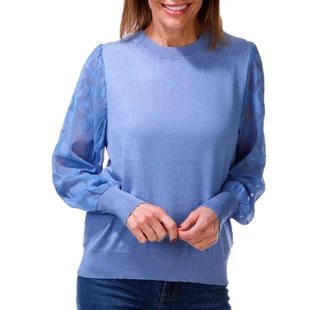Thumbnail 1: Zac & Rachel Women's Long Mesh Sleeve Sweater Top 