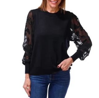 Thumbnail 1: Zac & Rachel Women's Long Mesh Sleeve Sweater Top 