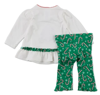 Thumbnail 2: Bonnie Baby Baby Girls 2 Pc Christmas Tree & Candy Canes Pants Set 