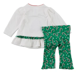 Thumbnail 2: Bonnie Baby Baby Girls 2 Pc Christmas Tree & Candy Canes Pants Set 