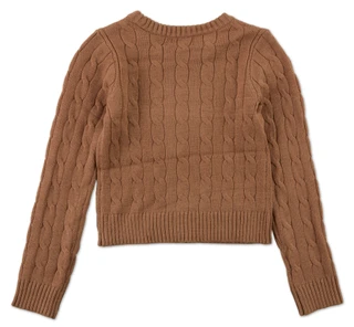 Thumbnail 2: No Comment Big Girls Horse Embroidered Cable Knit Sweater 