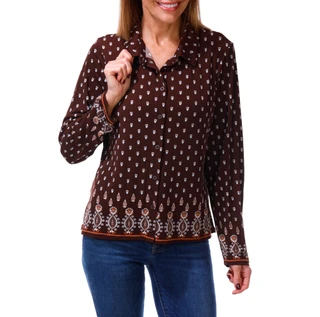Thumbnail 1: Adrianna Papell Women's Long Sleeve Printed Button Front Top 