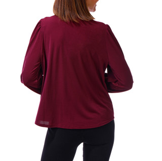Thumbnail 2: Adrianna Papell Women's Long Sleeve Smocked Shoulder Split Neck Top 