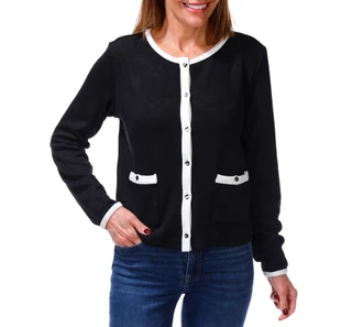 Thumbnail 1: Cyrus Women's Two-Pocket Button Front Structured Cardigan 