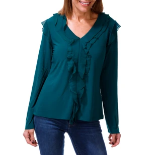 Thumbnail 1: Tommy Hilfiger Women's Long Sleeve Ruffle V-Neck Blouse 