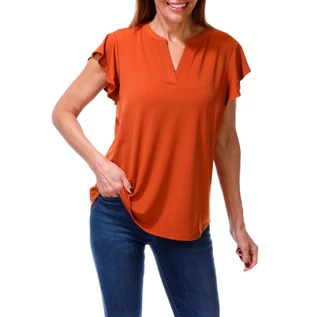 Thumbnail 1: Adrianna Papell Women's Split Neck Flutter Sleeve Top 