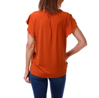 Thumbnail 2: Adrianna Papell Women's Split Neck Flutter Sleeve Top 