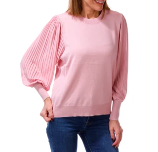Thumbnail 1: Zac & Rachel Women's Pleated Chiffon Sleeve Sweater Top 