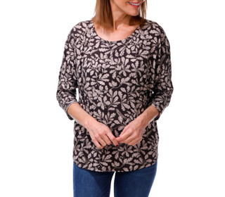 Thumbnail 1: BOBEAU Women's 3/4 Dolman Sleeve Printed Top 