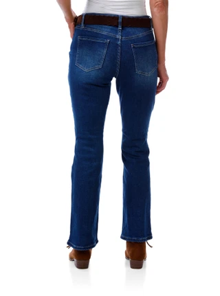 Thumbnail 2: Royalty Women's Mid Rise Bootcut Jeans with Belt 