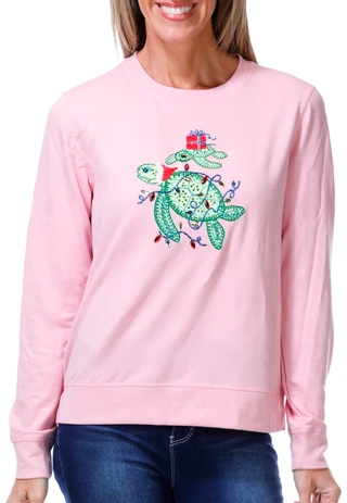 Thumbnail 1: Coral Bay Women's Long Sleeve Festive Christmas Turtle Sweater 
