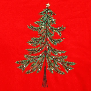 Thumbnail 2: Coral Bay Women's Petite Long Sleeve Christmas Tree Top  