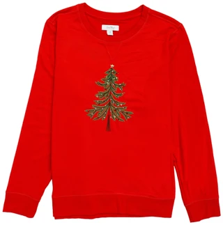 Thumbnail 3: Coral Bay Women's Long Sleeve Christmas Tree Top  