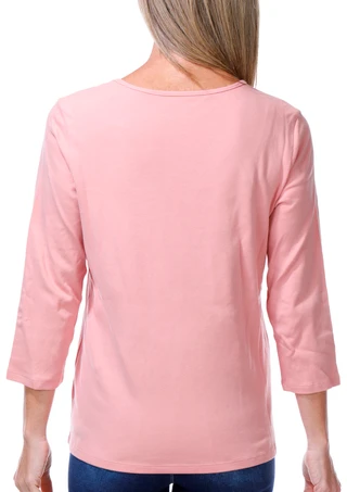 Thumbnail 2: Coral Bay Women's 3/4 Sleeve Lace V Neck Top 