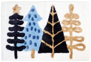 Thumbnail 1: Caro Home 20x32 Midnight Blue Christmas Trees Bath Rug 
