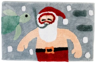 Thumbnail 1: Caro Home 20x32 Snorkeling Santa Christmas Bath Rug 