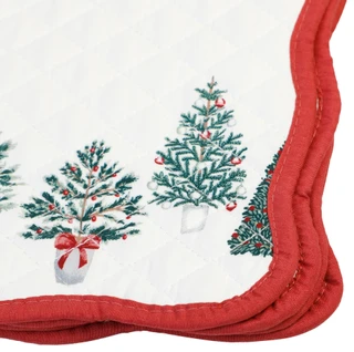 Thumbnail 2: Laura Ashley 4 Pk Scallop Edged Quilted Christmas Tree Placemats 