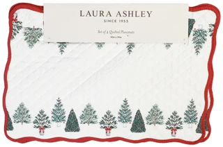 Thumbnail 1: Laura Ashley 4 Pk Scallop Edged Quilted Christmas Tree Placemats 