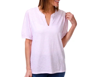 Thumbnail 1: Stella Parker Women's Split Neck Elbow Sleeve Top 