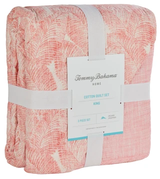 Thumbnail 4: TOMMY BAHAMA Distressed Water Leaves Reversible Quilt Set 