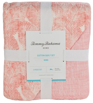 Thumbnail 1: TOMMY BAHAMA Distressed Water Leaves Reversible Quilt Set 