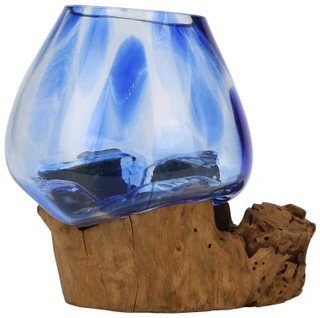 Thumbnail 2: Chesapeake Bay 9x8x10 Glass Bowl w/ Driftwood Base  