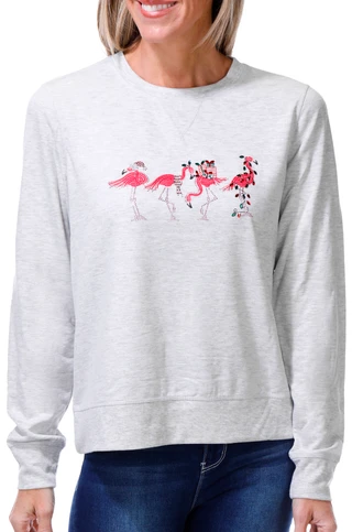 Thumbnail 1: Coral Bay Women's Petite Festive Christmas Flamingo Sweater 
