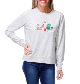Thumbnail 1: Coral Bay Women's Petite Long Sleeve Festive Christmas Dog Sweater 