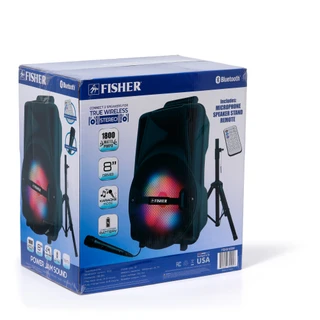 Thumbnail 2: Fisher 3 Pc Power Jam Sound Karaoke/Speaker Unit w/ Stand & Remote 