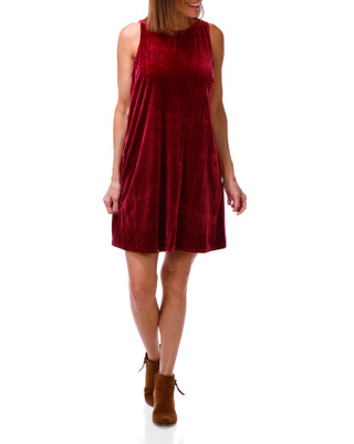 Thumbnail 1: MSK Women's Sleeveless Keyhole Back Velvet Dress 