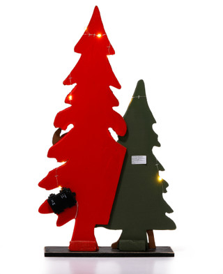 Thumbnail 2: Magical Season 29.5 in LED Wooden Christmas Trees with Reindeer Decor 