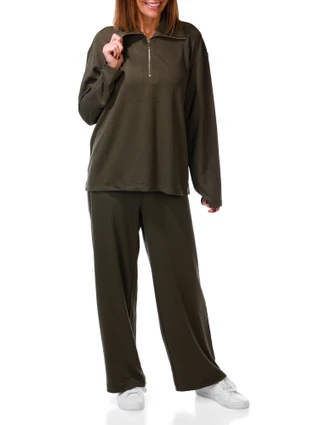 Thumbnail 1: JONES NEW YORK Women's 2 Pc Quarter Zip Top & Wide Leg Pants Set 