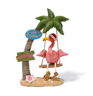 Thumbnail 1: Magical Season 10.5 in Coastal Merry Christmas Flamingo On Swing Decor 