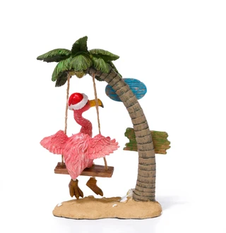 Thumbnail 2: Magical Season 10.5 in Coastal Merry Christmas Flamingo On Swing Decor 