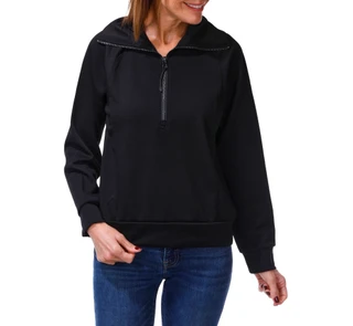 Thumbnail 1: MAGASCHONI Women's Long Sleeve Quarter Zip Cowl Neck Top 
