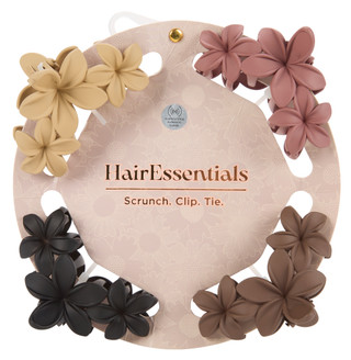 Thumbnail 1: Hair Essentials 4 Pk Matte Flower Claw Hair Clips 