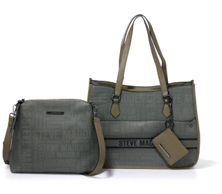 Thumbnail 1: Steve Madden 3 Pc Logo Print Large Tote with Satchel & Card Case Keychain 