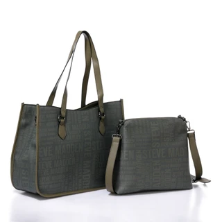 Thumbnail 3: Steve Madden 3 Pc Logo Print Large Tote with Satchel & Card Case Keychain 
