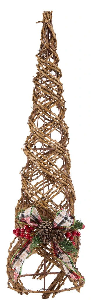 Thumbnail 1: Magical Season 24 in Rattan Christmas Tree with Bow & Pinecones Decor 