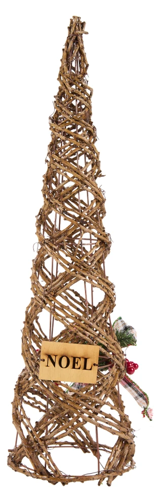 Thumbnail 2: Magical Season 24 in Rattan Christmas Tree with Bow & Pinecones Decor 