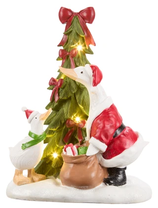 Thumbnail 1: Magical Season 9x5x12 Light-Up Christmas Tree & Geese Accent 