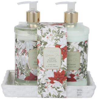 Thumbnail 1: SIMPLE PLEASURES 3 Pc Balsam Fir Scented Hand Soap, Lotion, & Caddy Set  