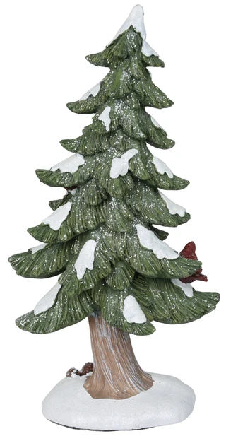 Thumbnail 2: Magical Season 8.5x15 Glittery Snowy Tree w/ Cardinals Christmas Accent  