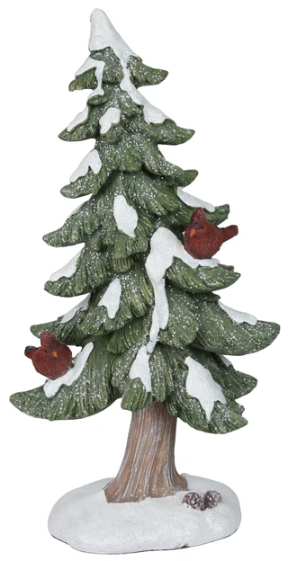 Thumbnail 1: Magical Season 8.5x15 Glittery Snowy Tree w/ Cardinals Christmas Accent  