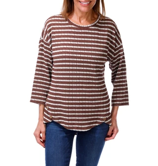 Thumbnail 1: Good Days Only Women's 3/4 Sleeve Button Hem Pucker Top 