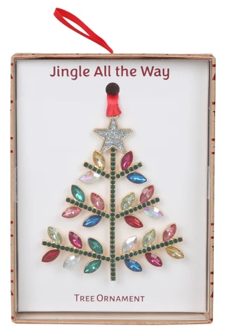 Thumbnail 1: . Rhinestone Christmas Tree with Glitter Star Ornament in Box 