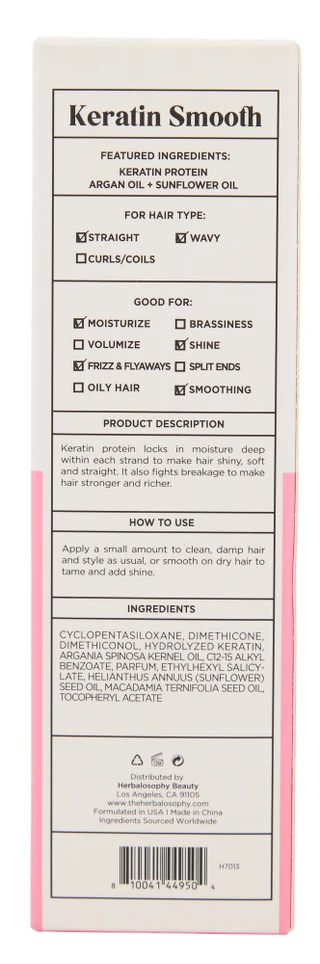 Thumbnail 2: HERBALOSOPHY 3.38 oz Smoothing & Nourishing Keratin Smooth Hair Serum 