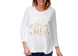 Thumbnail 1: Magical Season Women's Printed Long Sleeve Christmas Hacci Top 